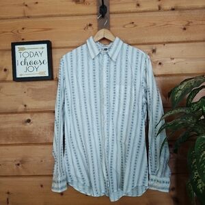 Vintage 70s Kennington LTD California Striped Geo Floral Button Down Shirt Sz XL
